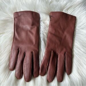 New Land’s End 100% Genuine Leather Brown Gloves Cashmere Lining L